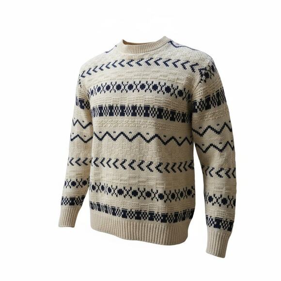 Men Vintage Kuppenheimer Knit White Blue Sweater Made In USA Medium RN#26416 EUC - Picture 2 of 12